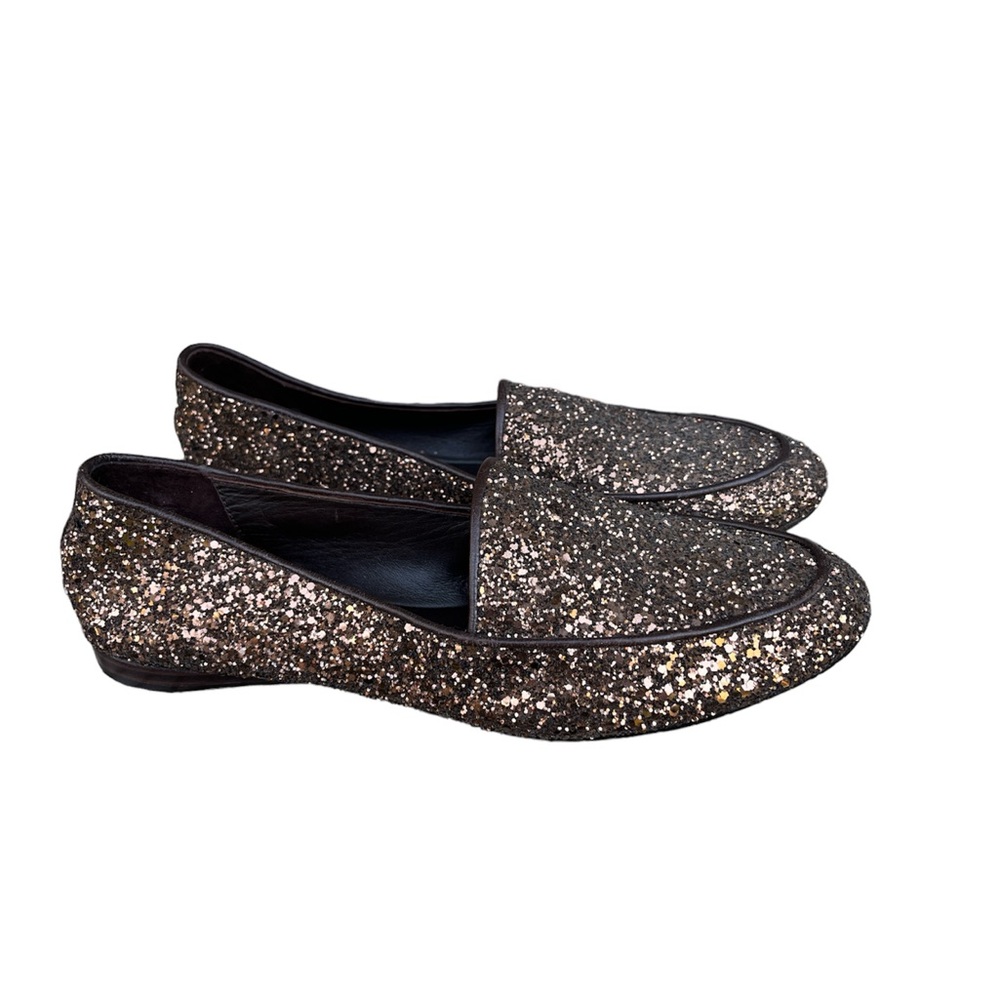 Donald J Pliner Loafer Shoes Womens 9N Denny Bronze Glitter Sparkle Flats Shoes